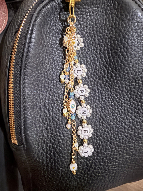 Custom Beaded Bag Charm | Personalized Name, Theme & Color