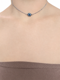Blue Evil Eye | Silver Necklace