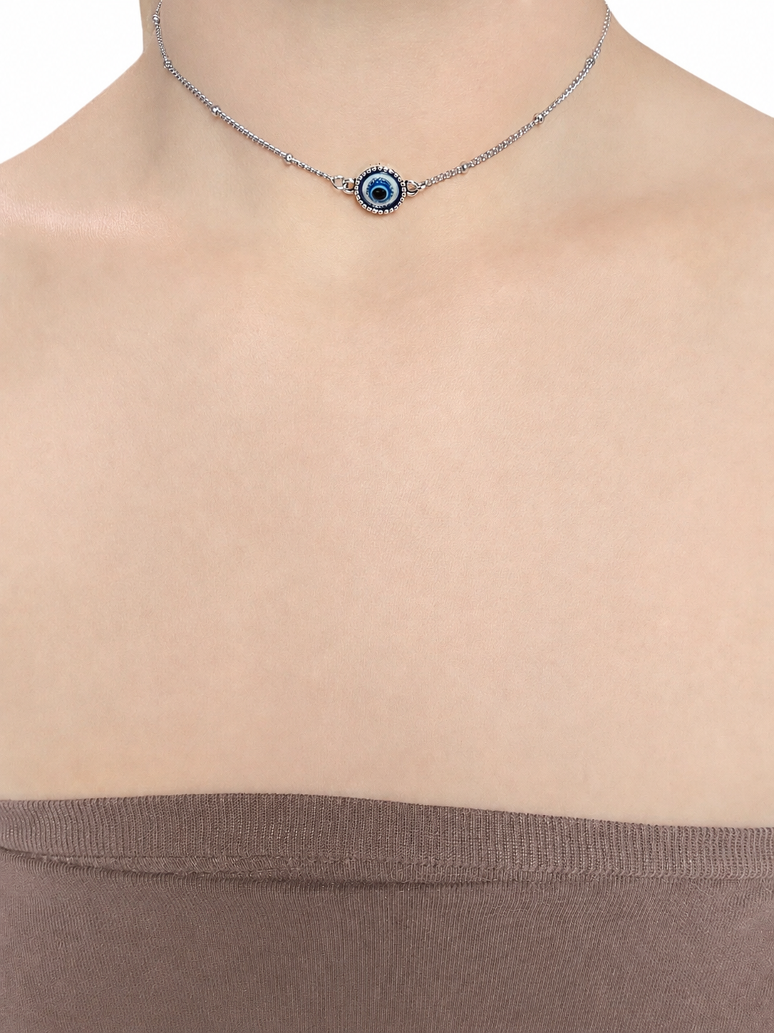 Blue Evil Eye | Silver Necklace