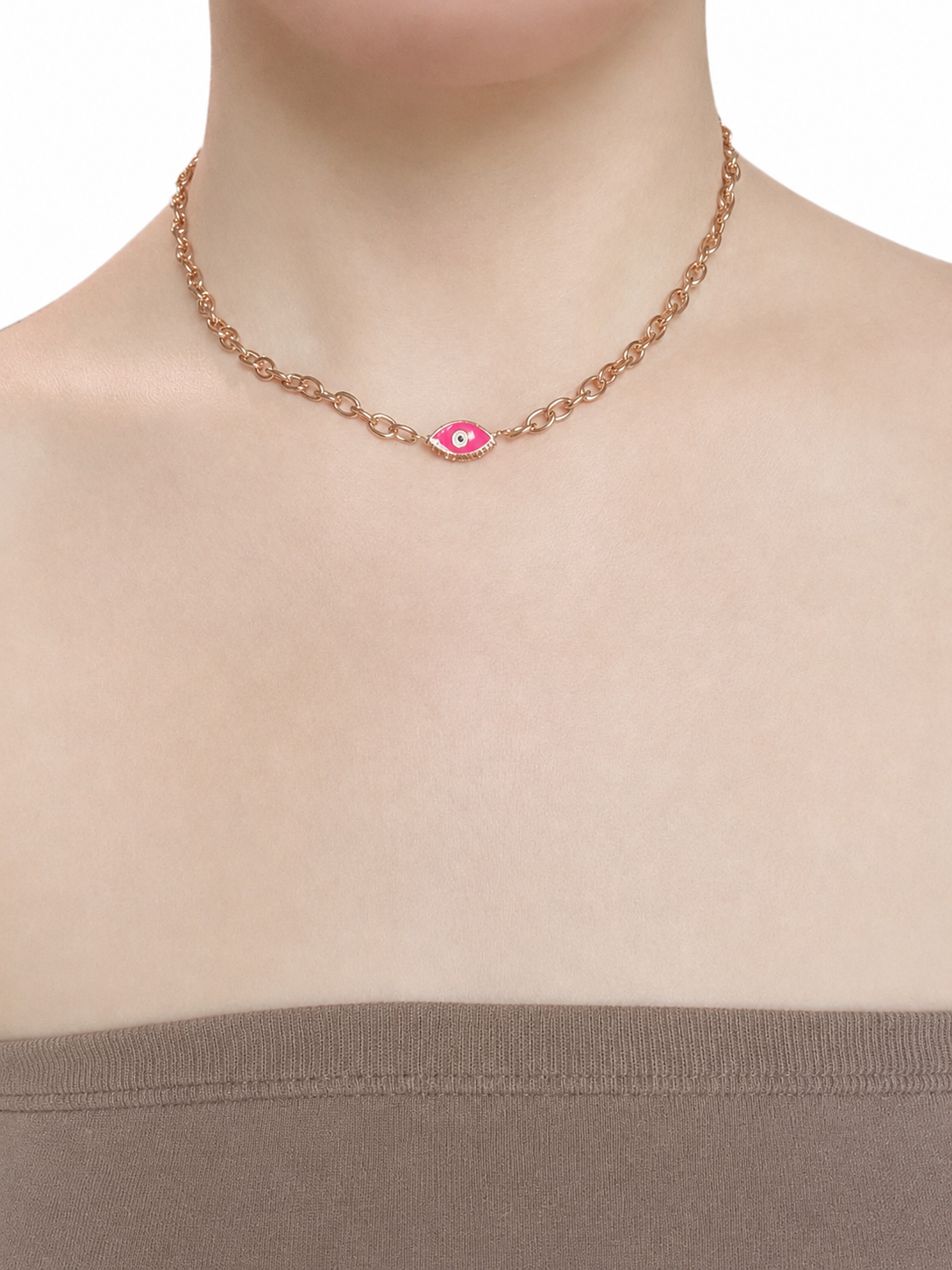 Pink Evil Eye | Gold Necklace
