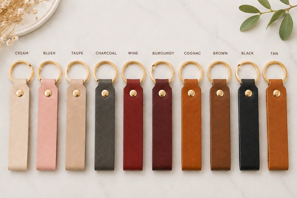 Personalized Faux Leather Keychain | Custom Name, Initials or Date